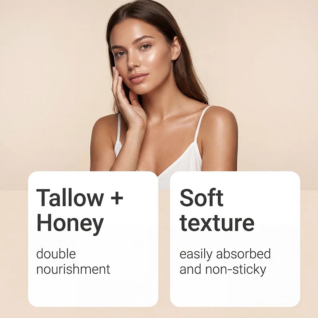 Tallow Honey Balm Soft Smooth Skin Enhance Elasticity Repair Barrier Anti Dryness Moisturize Beef Tallow Face Cream Body Lotion