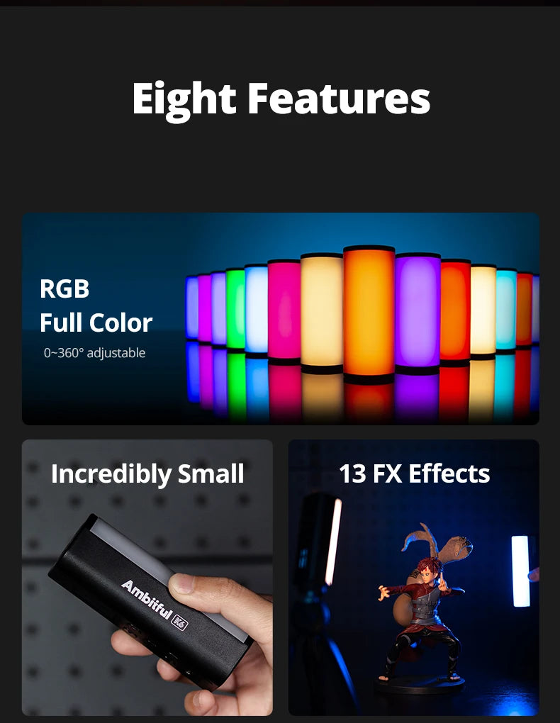 RGB Handheld LED Video Light - Magnetic Tube with Adjustable Temperature Tidesmit