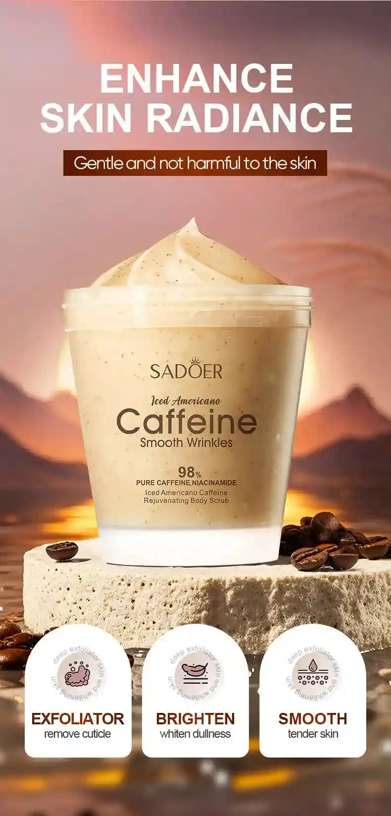 Iced American Coffee Body Scrub – Professional 220g Exfoliating Treatment Scrubs Treatments Tidesmit
