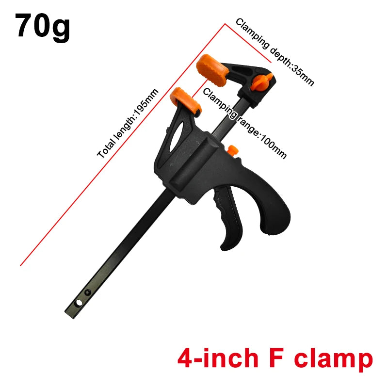 2pc 4 Inch Woodworking F-clip Nylon Quick Woodworking Clip Wooden Board Clip Metal Fixing Clip Tool Clip