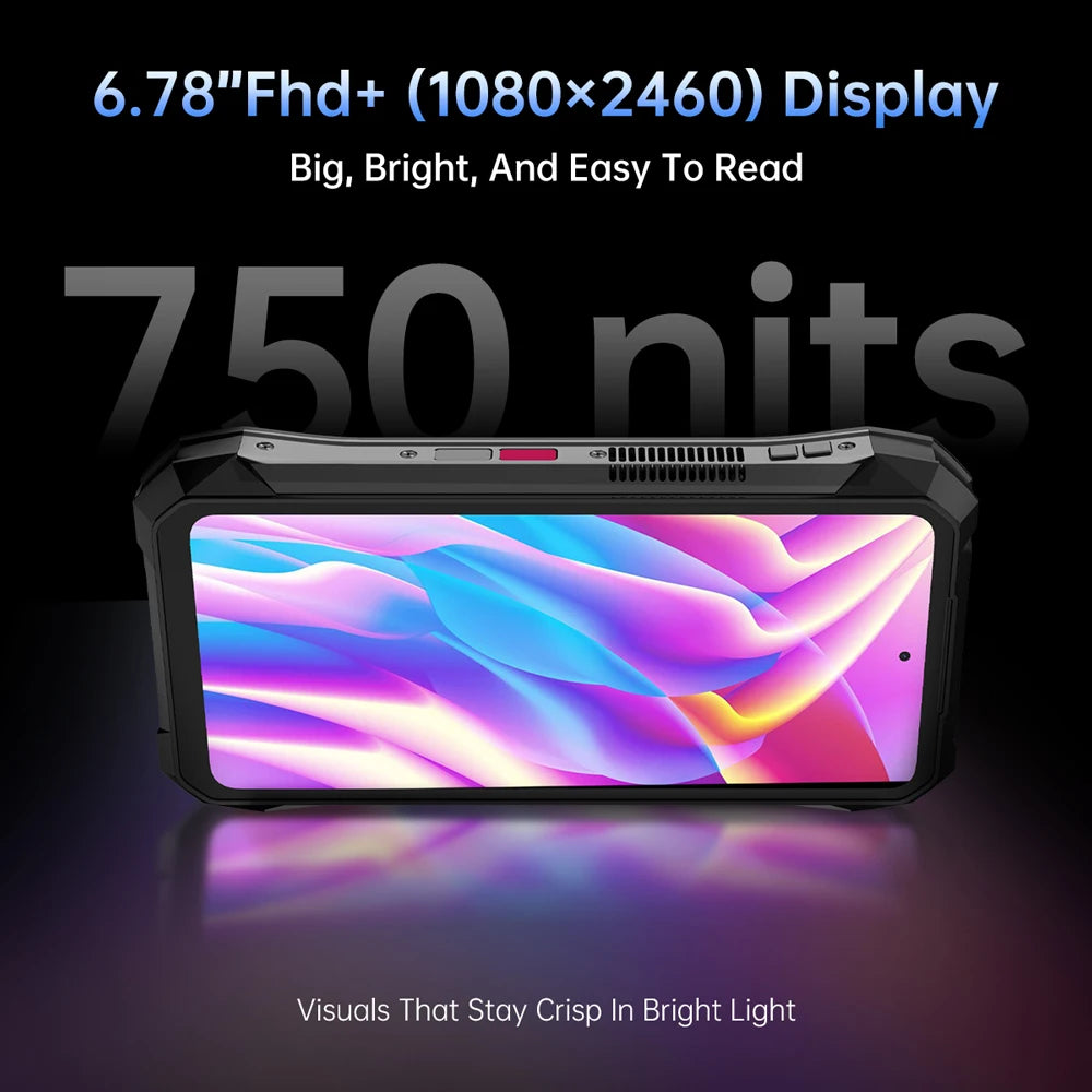Unihertz TANK X 8849 5G Smartphone 32+512GB Built-in 1080P 220 lumen Projector 50MP+64MP Camara Android 15 17600mah Battery NFC