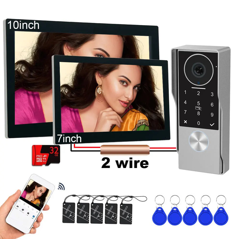 Password 4in1 Unlock HD Wifi Doorbell Video Intercom System For Home Doorphone Tuya Smart 1080P Touch Monitor Security Protect