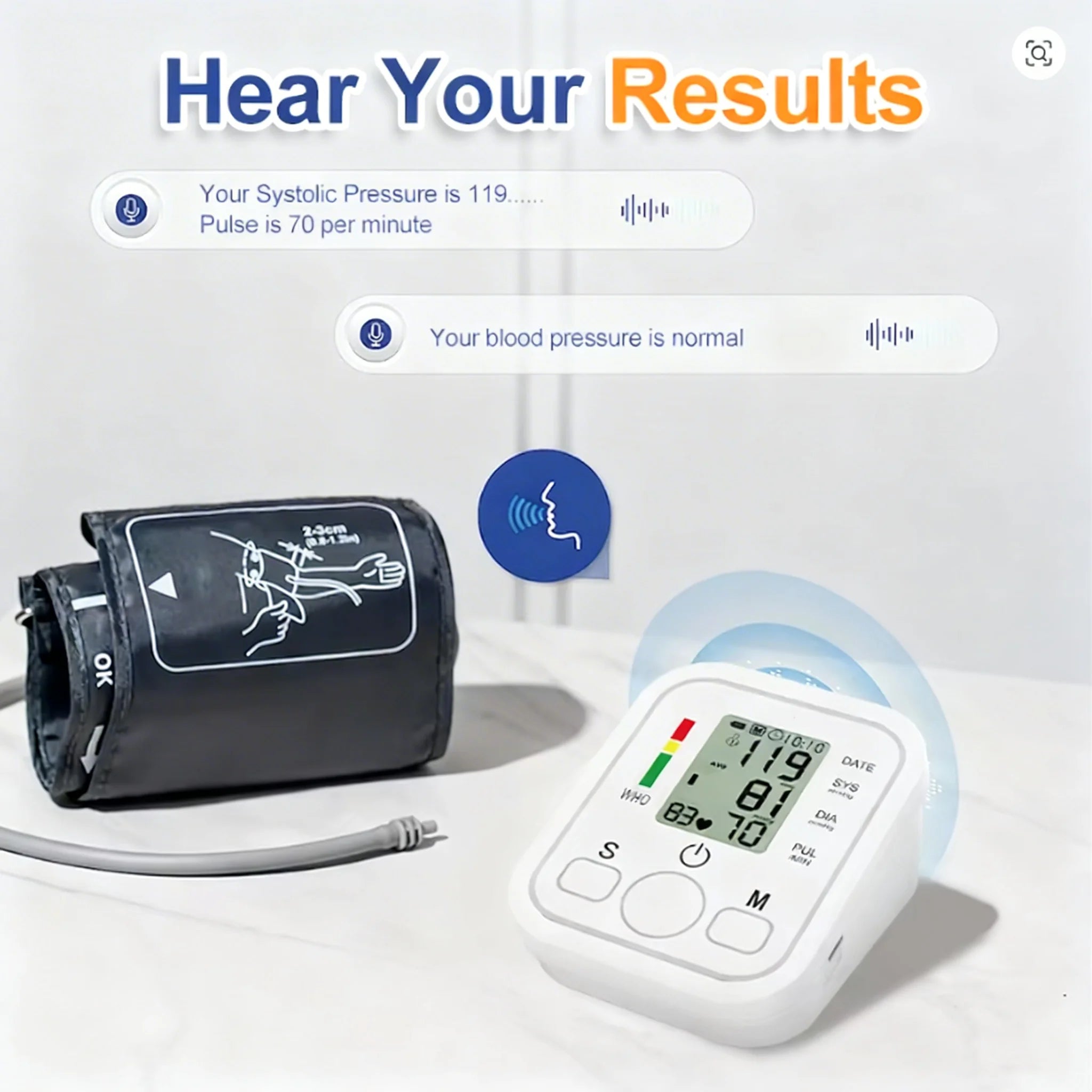 Arm Blood Pressure Monitor Pressure Sensor Monitor BP Equipment Automatic Tonometer Digital Tensiometer LED Display Arm Cuff