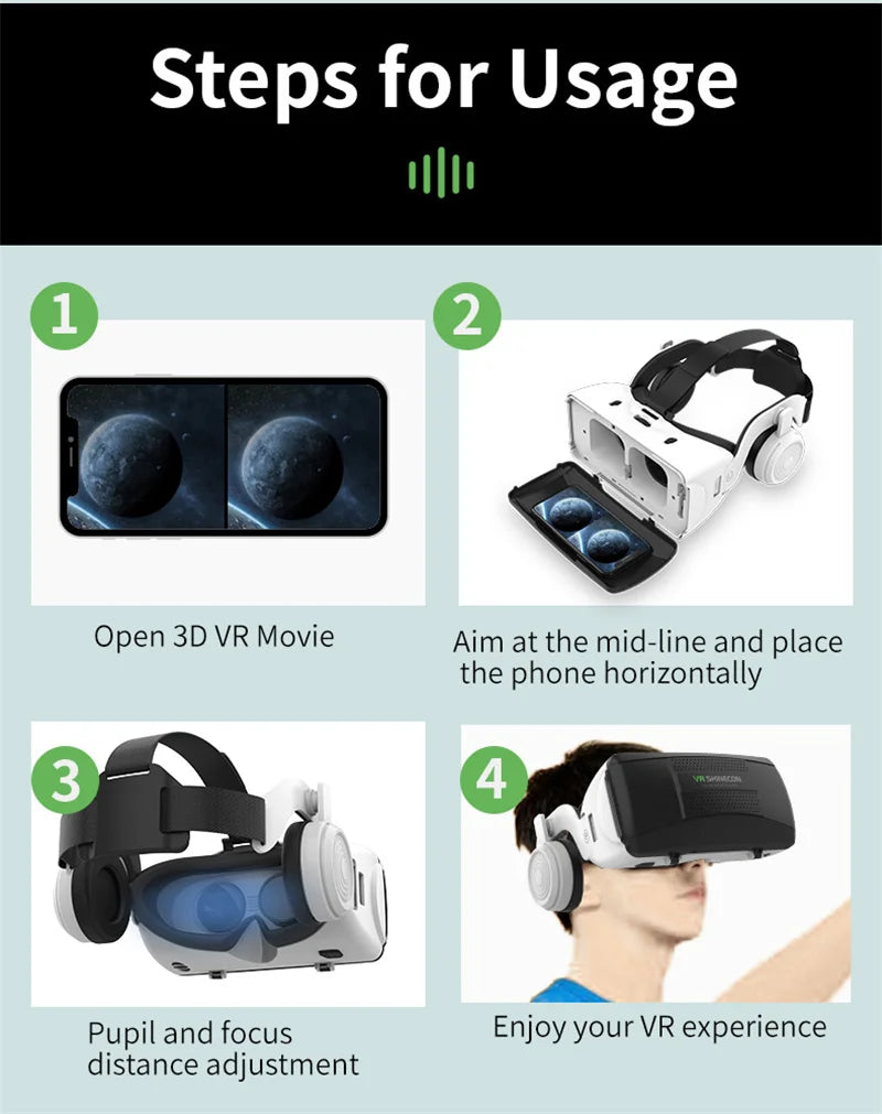 VR Headset for Smartphones - G06EB Immersive 3D Smart Glasses Tidesmit