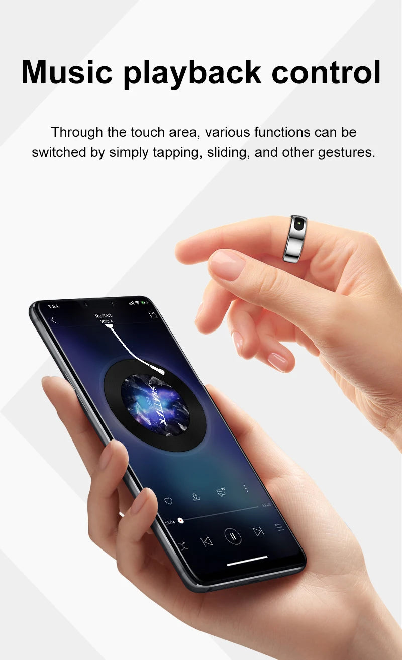 R08 Smart Ring Men Women with Charging Case Health and Sleep Monitor 5ATM Waterproof Multi Sport Mode Heart Rate Monitoring NEW