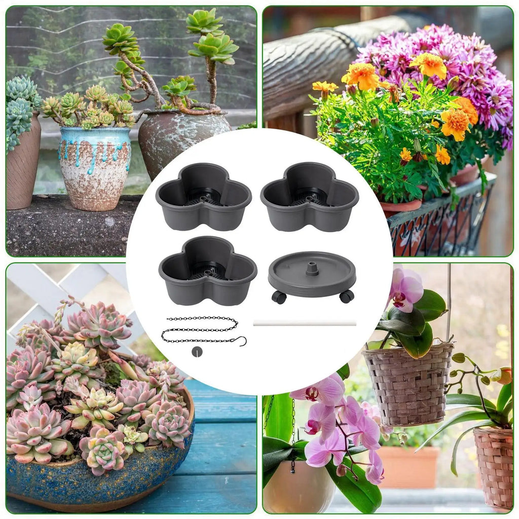Vertical Garden Tower Stackable Outdoor Vegetable Pots Tiered Planter With Wheels For Indoor Outdoor Balcony Patio Backyard Lawn