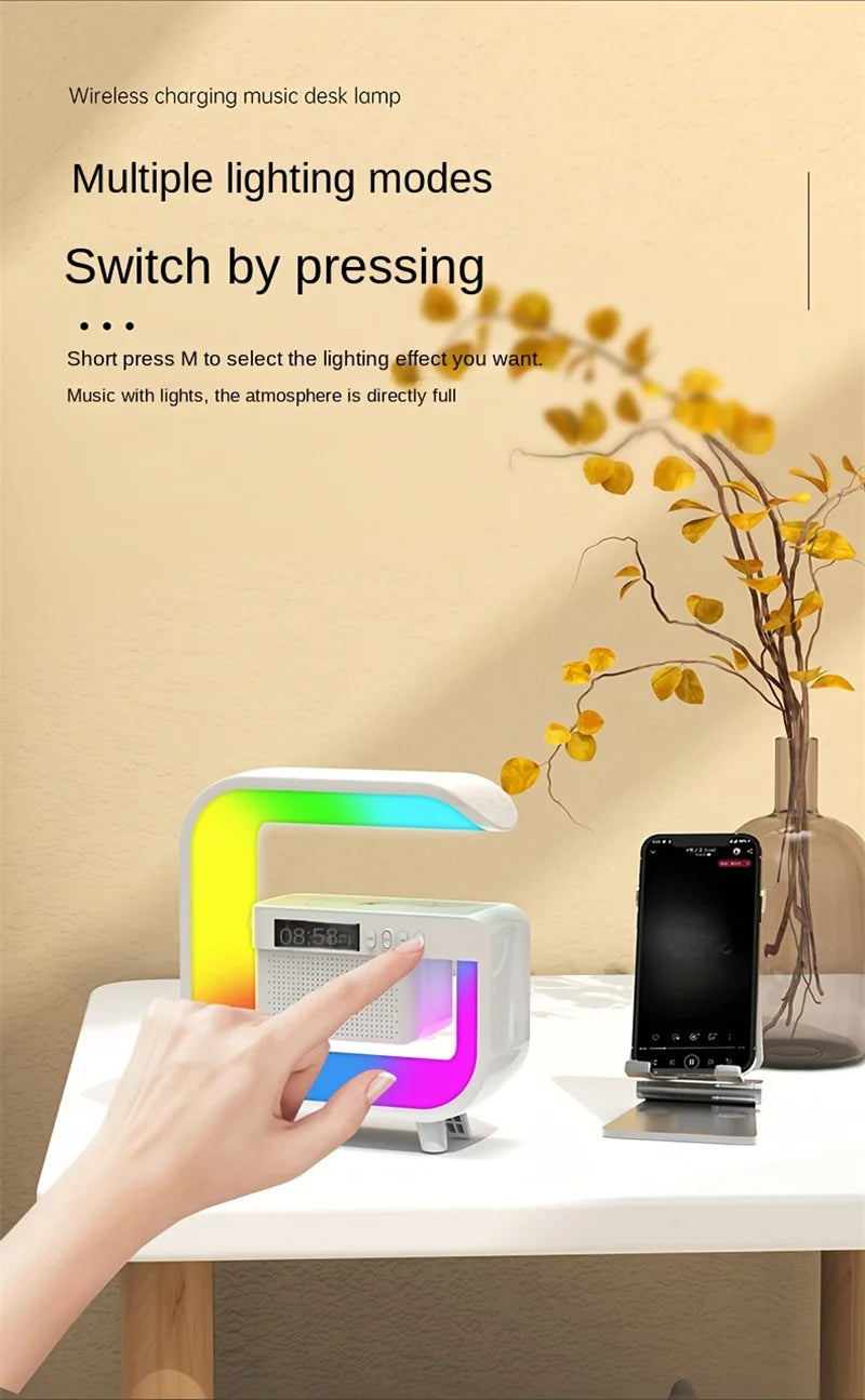 Wireless Charger Station with RGB Light and Portable Bluetooth Speaker Tidesmit
