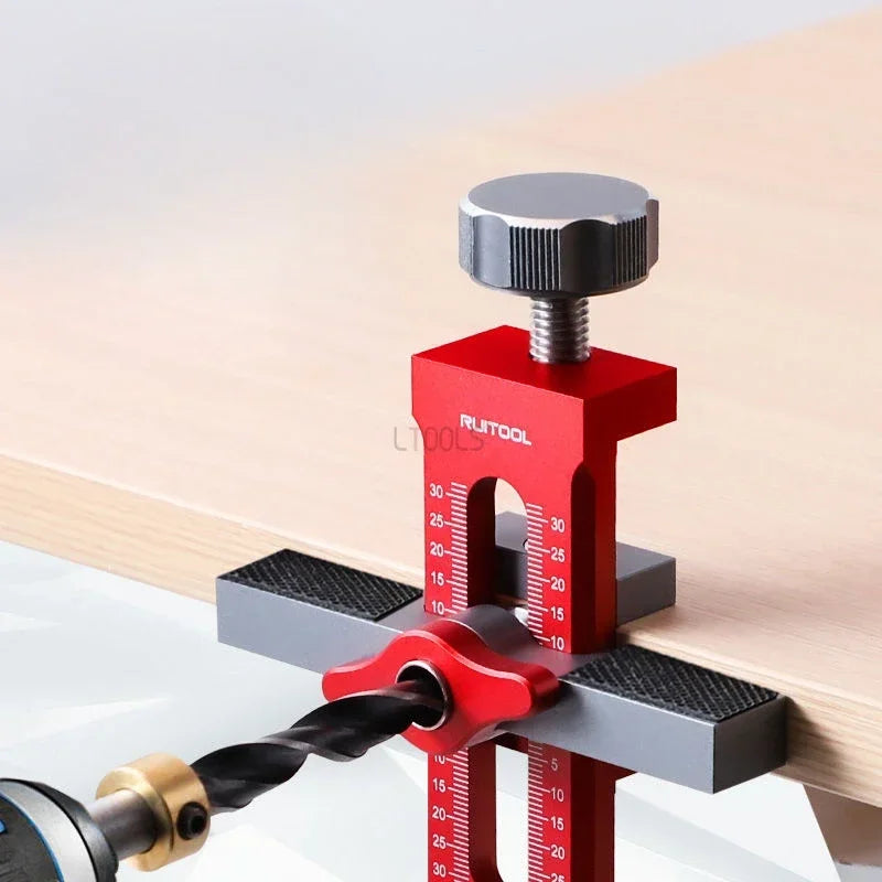 Wardrobe Cabinet Door Panel and Rebounder Punched Mounting Jig Woodworking 10mm Doweling Drilling Guide Locator Installing Clip