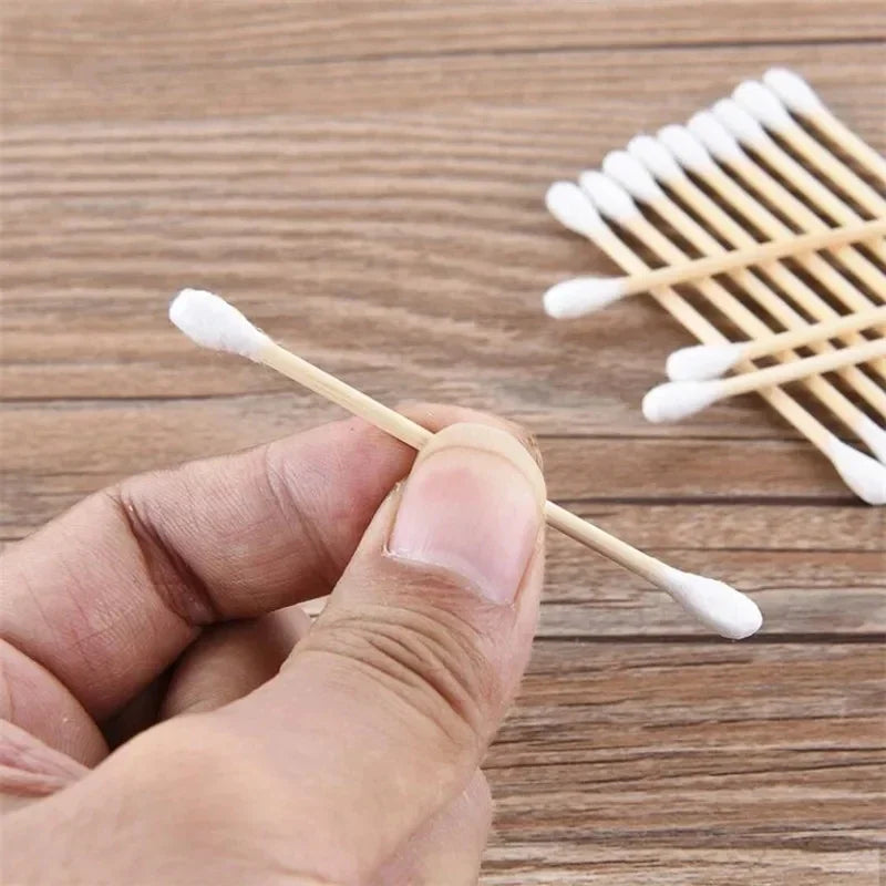 Double Head Cotton Swabs 500 Pcs for PMU Machines - Wood Sticks Permanent Makeup Machines Tidesmit