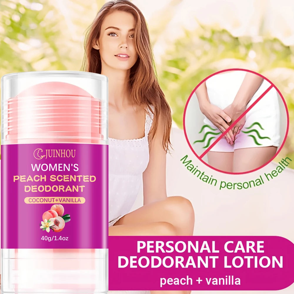 Tidesmit 40g women's peach deodorant stick for odor protection and moisturizing, portable antiperspirant.