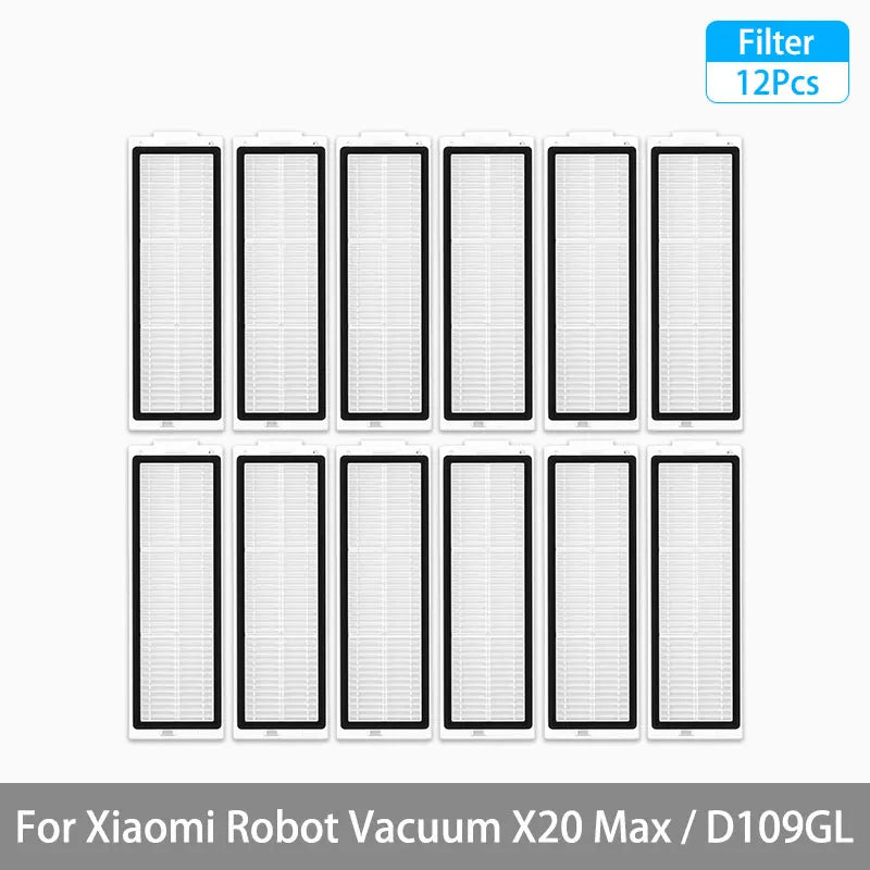 Replacement HEPA vacuum filters, 12-pack, rectangular pleated filter screens