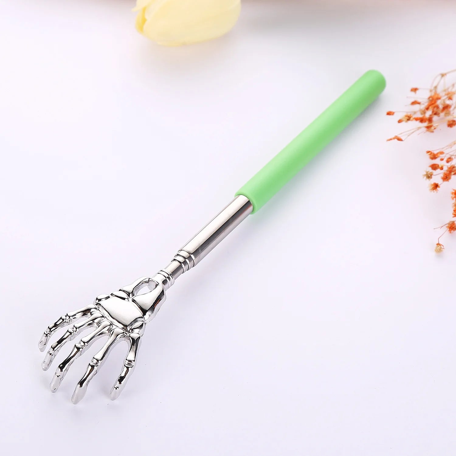 Portable Telescopic Back Scratcher - Stainless Steel Extendable Tool Back Massage Instrument green Tidesmit