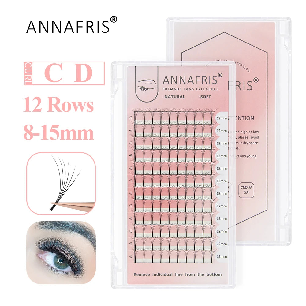 GLAMLASH L/LU/M W Shape Eyelash Extension 3D Premade Volume Fan Lashes W Style YY Lashes Faux Mink Volume Lashes Natural