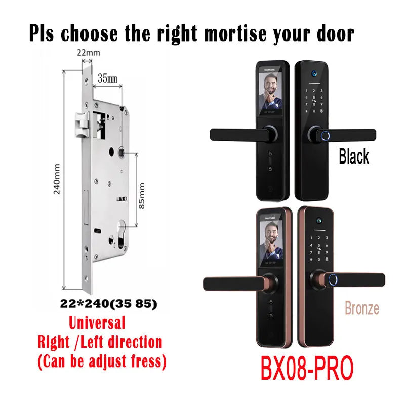 Tuya visual Wifi Digital Electronic Smart Fingerprint Door Lock With Biometric Camera intelligence Card Password Key Unlock
