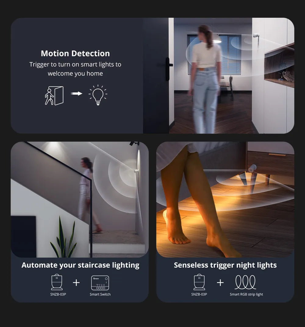 SONOFF SNZB-03P ZigBee Motion Sensor Smart Light Detection Motion Trigger Alarm Work with ZBBridge via EWeLink APP Alexa Google