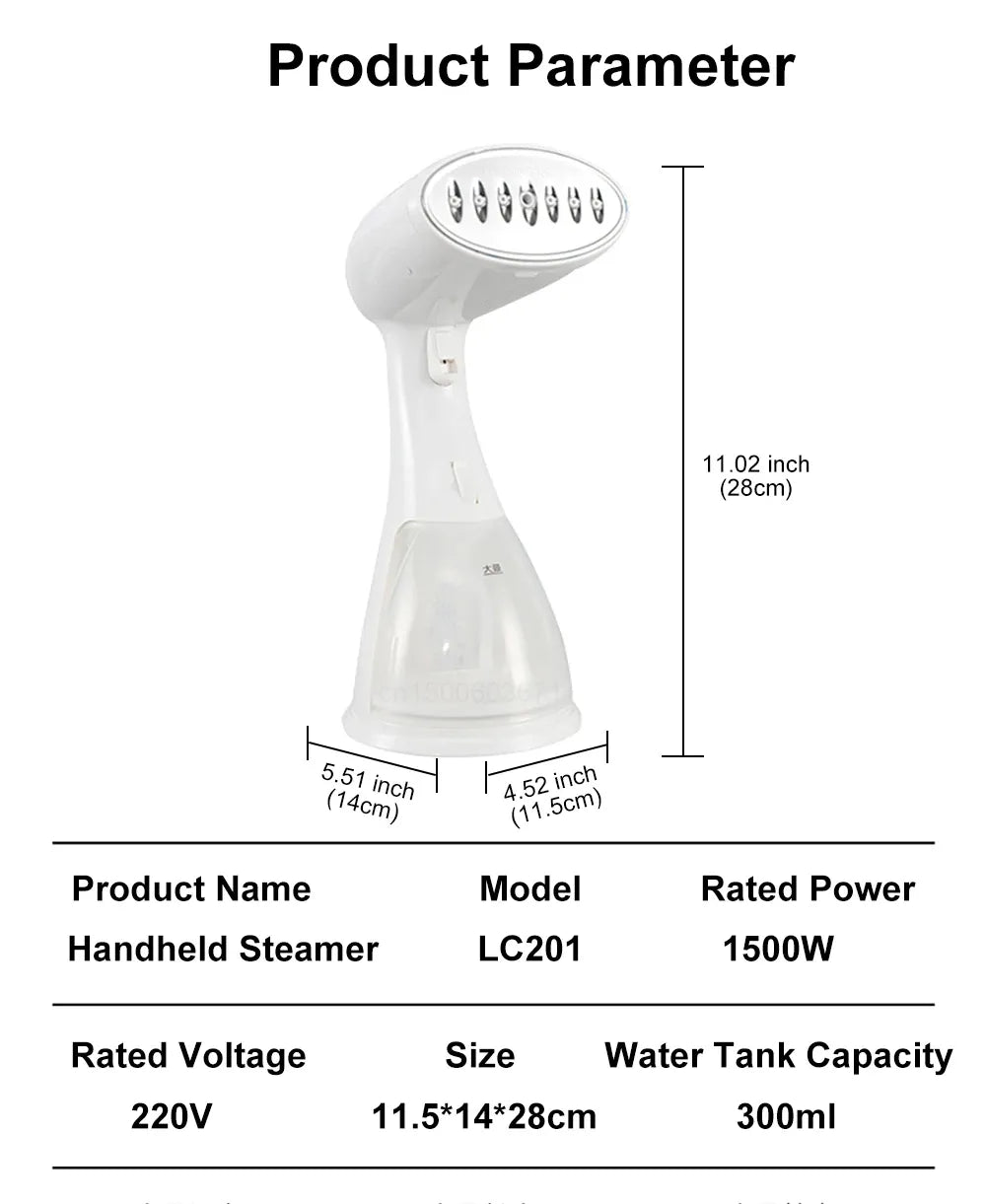 Tidesmit Portable Handheld Clothes Steamer 1500W 300mL