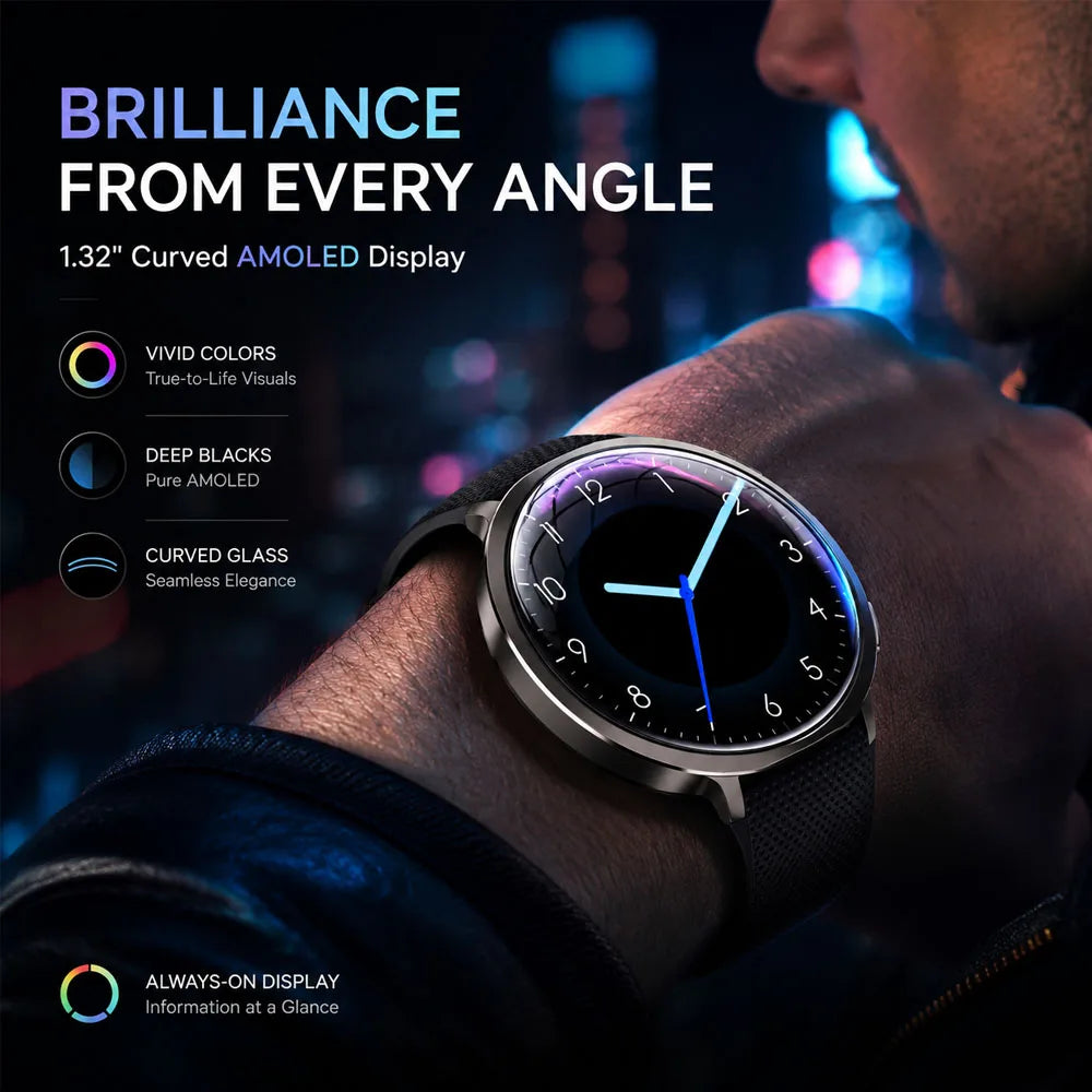 New Smart Watch Tracking Fitness Voice Assistant IP68 Waterproof Flashlight Health Round Curved Screen  Smartwatch Men Women