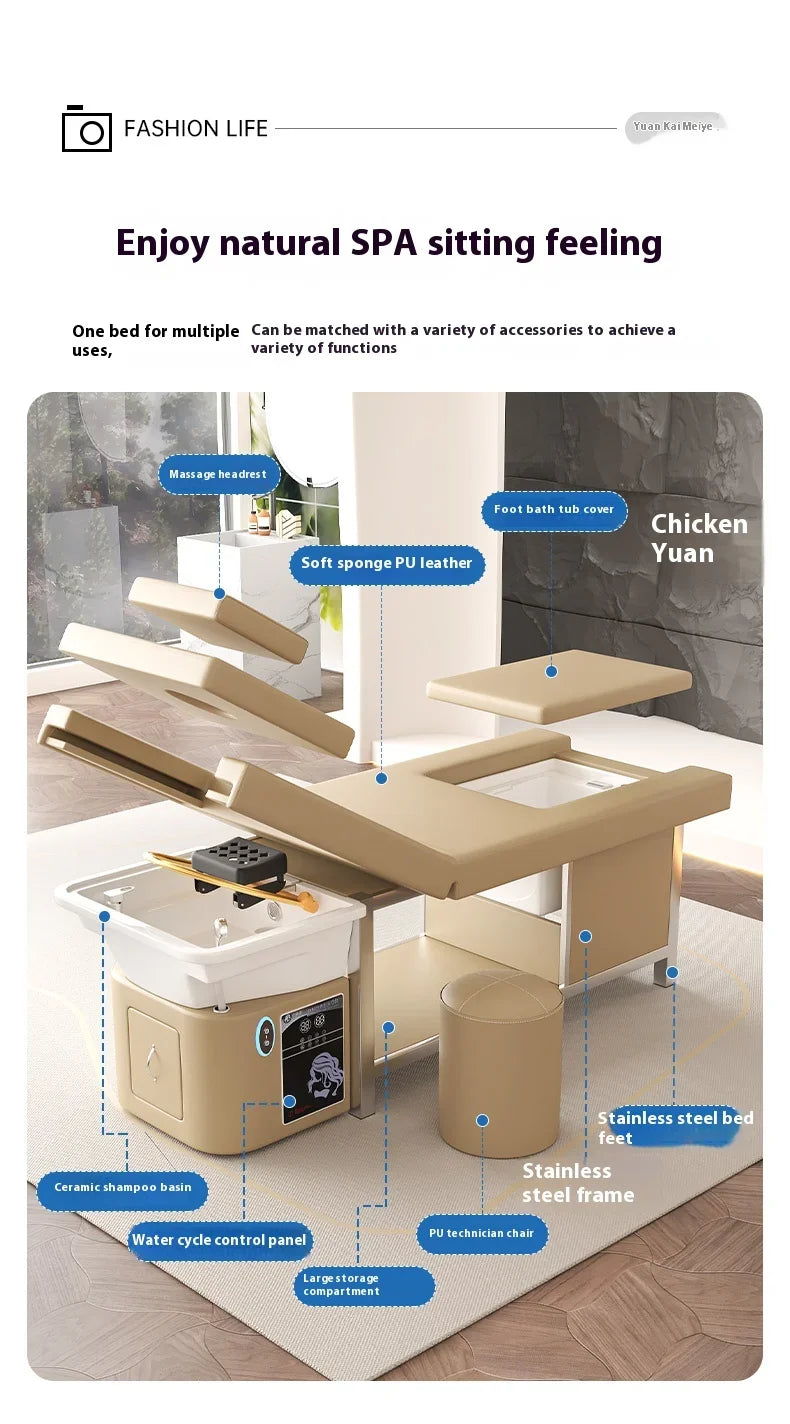 Electric Shampoo Massage Bed | Professional Head Therapy Spa Unit Massage Chairs Tidesmit