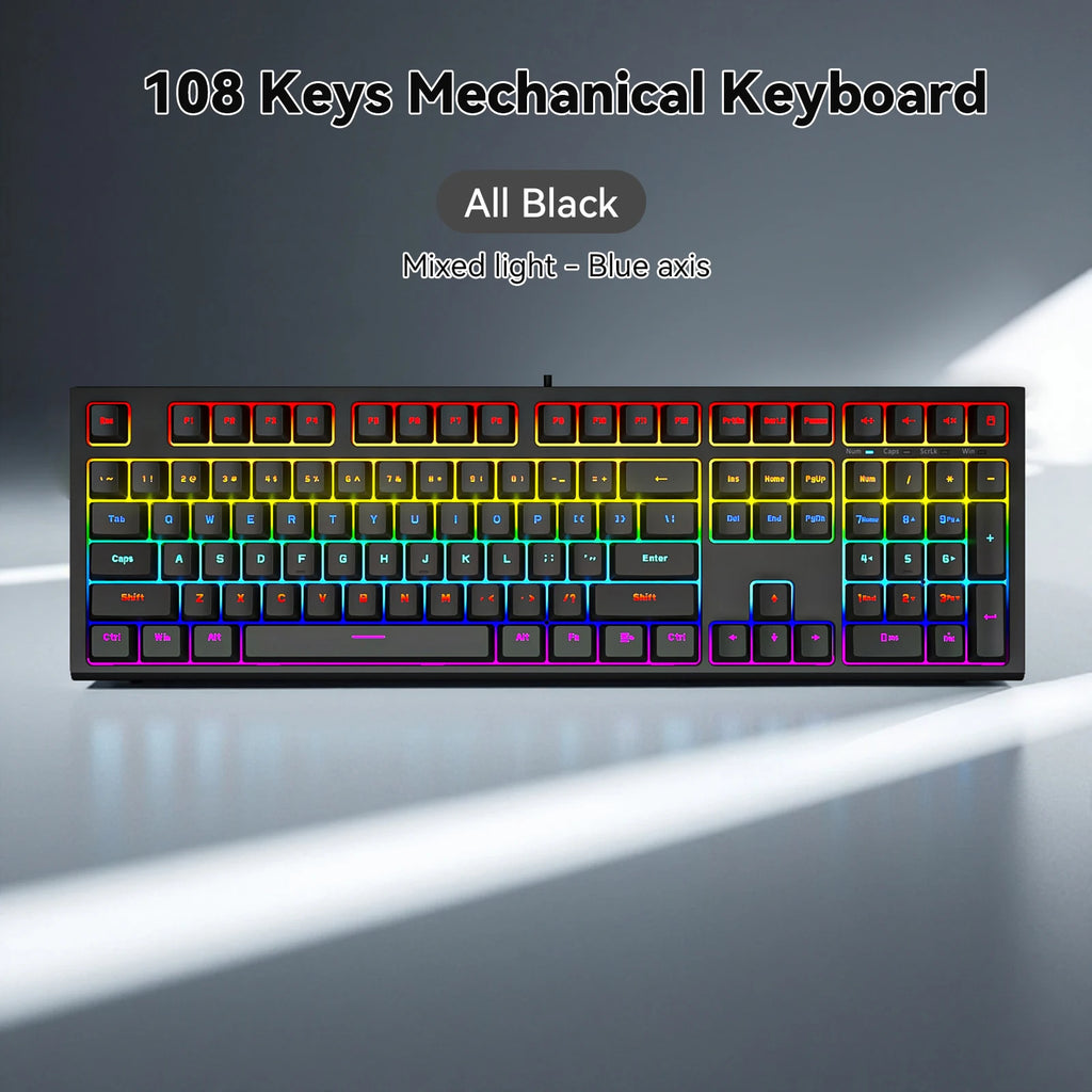 108-Key Wired Mechanical Gaming Keyboard | LED Backlit | Low Latency Anti-Ghosting | Dedicated Gaming Chip | for PC/Mac Gamer