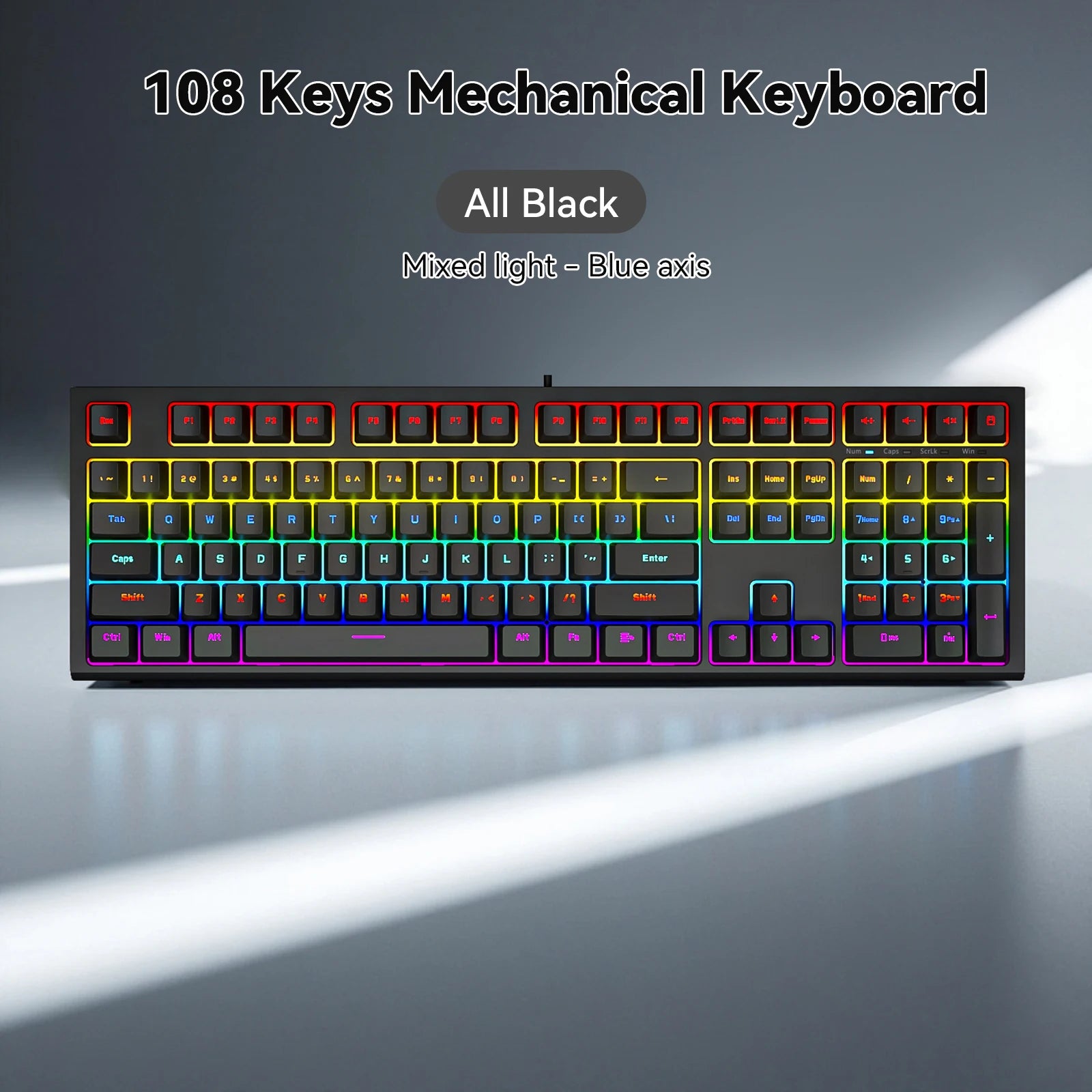 108-Key Wired Mechanical Gaming Keyboard | LED Backlit | Low Latency Anti-Ghosting | Dedicated Gaming Chip | for PC/Mac Gamer