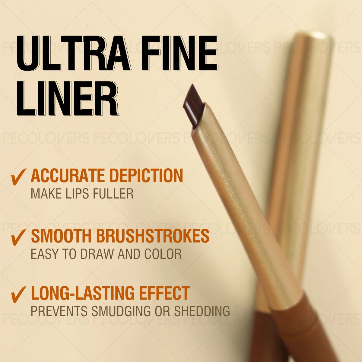 Waterproof matte lip liner pencil with a fine tip for smooth, long-lasting, and non-staining lip makeup application.