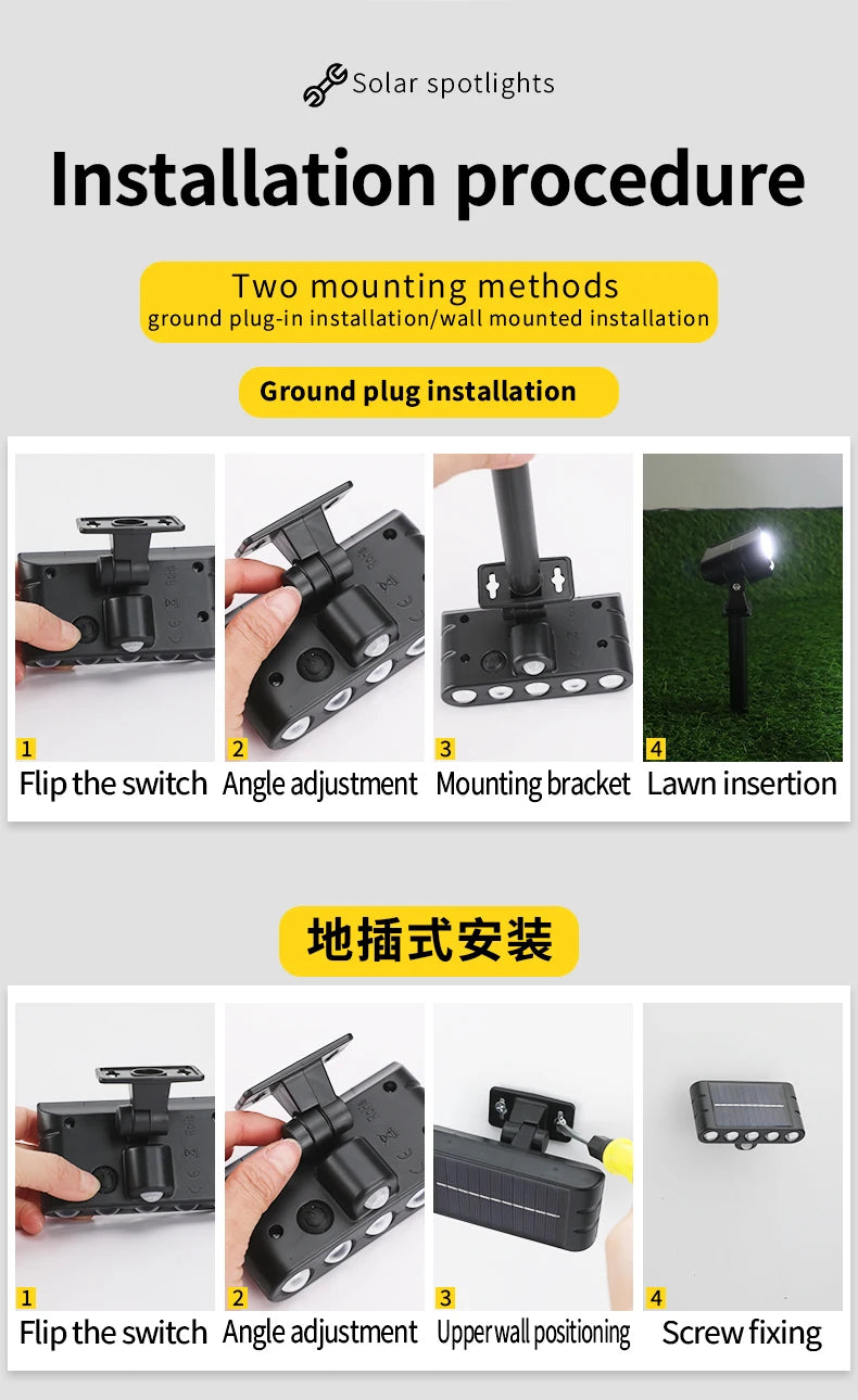 4PCS Solar Powered Outdoor Wall Light 3 Modes Security Lamp for Patio Garden Porch Fence Corridor Balcony 5 LED Bulbs Motion Sensor Solar Pathway