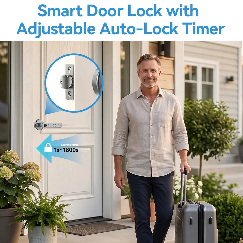 Tuya Bluetooth Smart Door Lock Fingerprint Keyless Entry Smart Life Control Auto Lock One-Time Passcode for Home Office Bedroom
