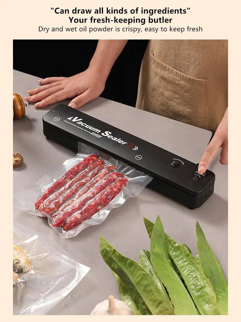 Food Sealing Machine Vacuum Sealing Machine Portable Automatic Packaging Machine Kitchen Helper Keep Food Fresh 220V For Home