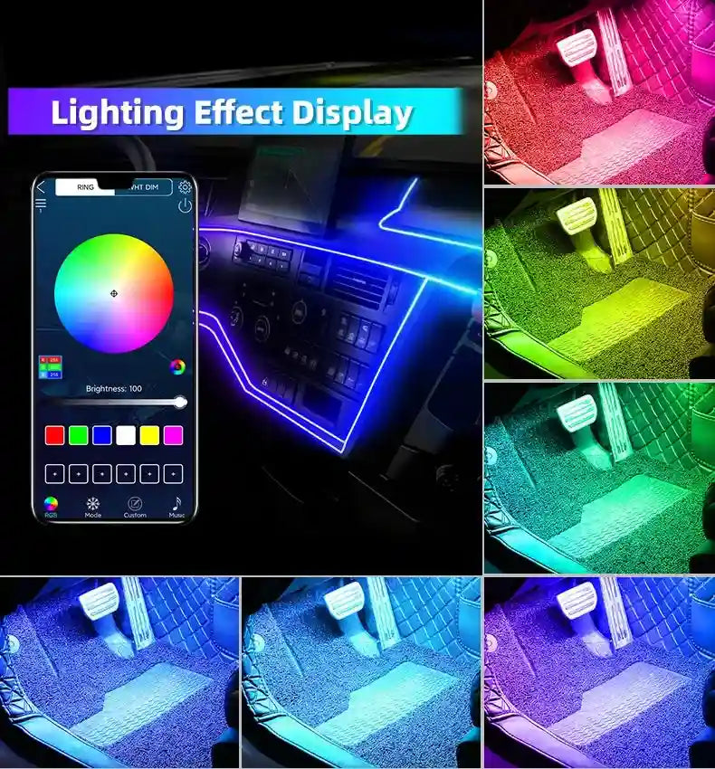 LED Car Ambient Lights: 10-in-1 RGB Bluetooth App-Controlled Interior Kit Tidesmit