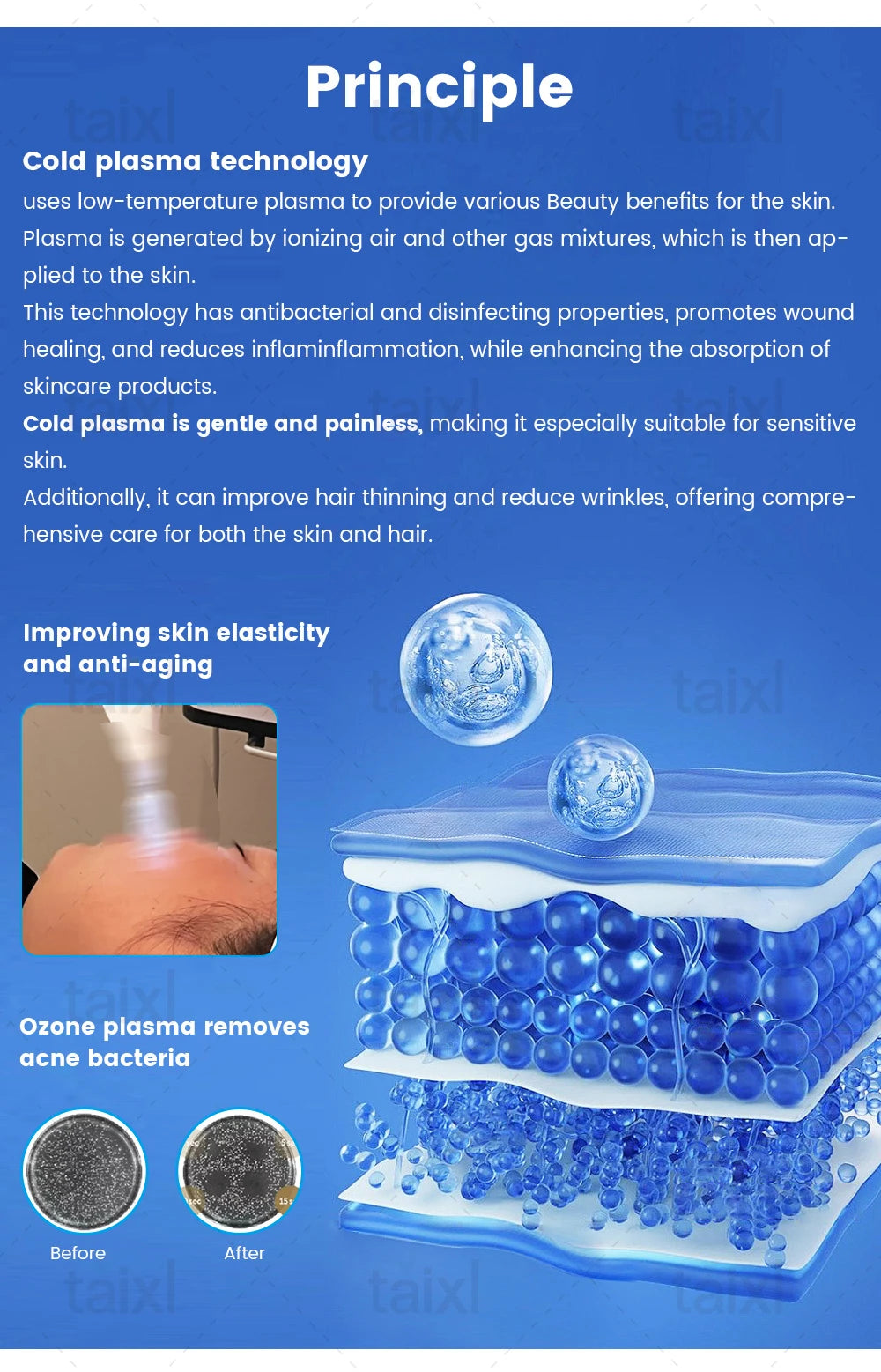 Tidesmit 8-in-1 medical grade plasma therapy device for pigmentation removal and hot cold facial treatment side view