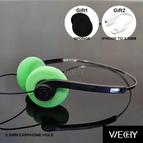 Retro Wired Headphones with Microphone - Lightweight Over-Ear Design Green-add-iphone Tidesmit