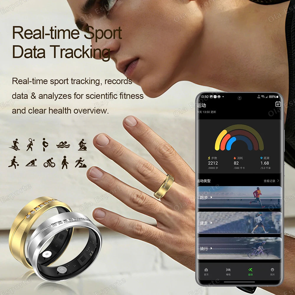 New vibration Smart Ring with Call/alarm clock reminder Heart Rate Body Temperature Health Monitor Smartring Exercise mode ring