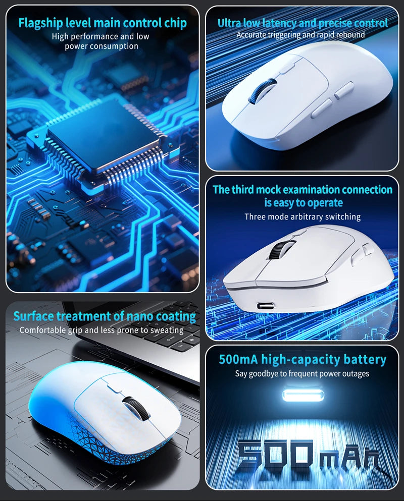 2026 M348 Superlight Mouse Bluetooth 2.4G Wireless Gaming Mouse Flagship Chip Gaming Sensor 6 Adjustable DPI for Office Game
