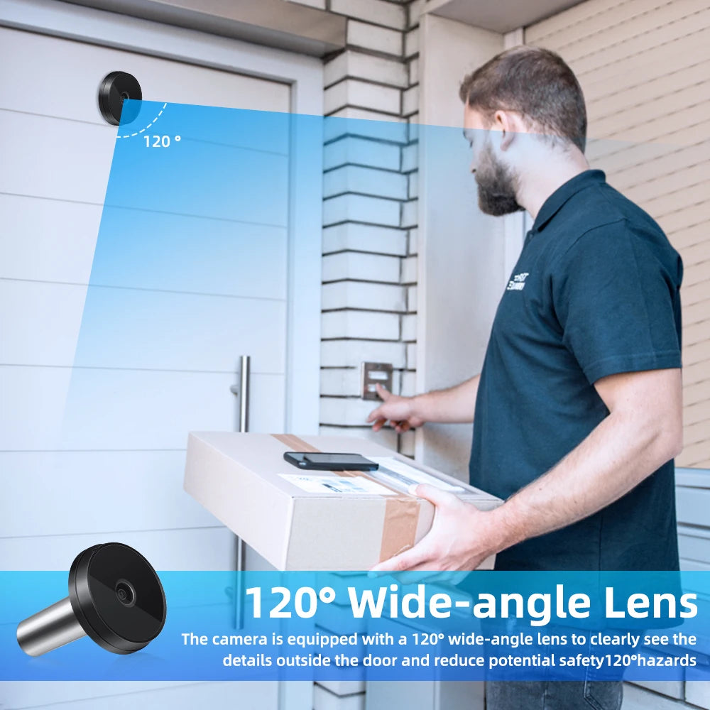 Elecpow 3.5 inch Peephole Video Doorbell Camera 120 Degree Angle Peephole Viewer Smart Home Outdoor Cat Eye Visual Doorbell