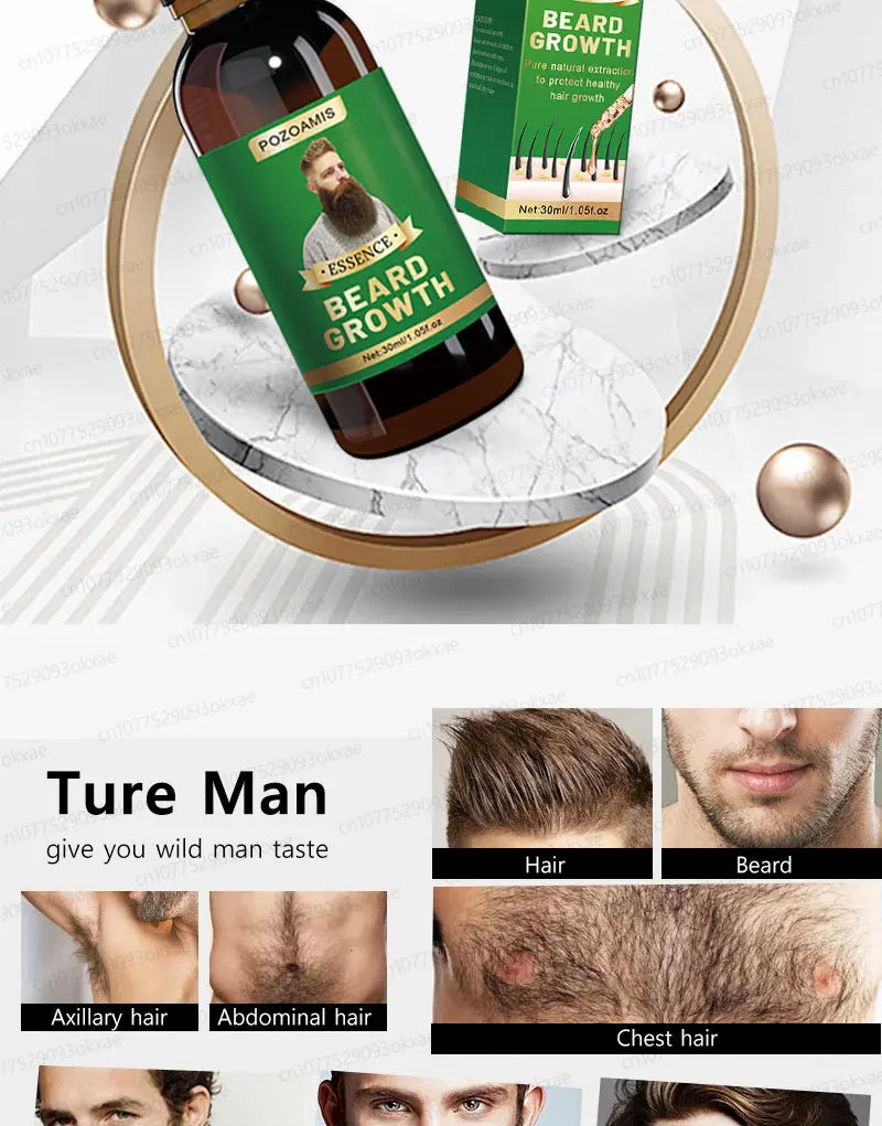 Beard Growth Essence for Thicker Facial Hair - Natural Formula Relaxation Treatment Tidesmit