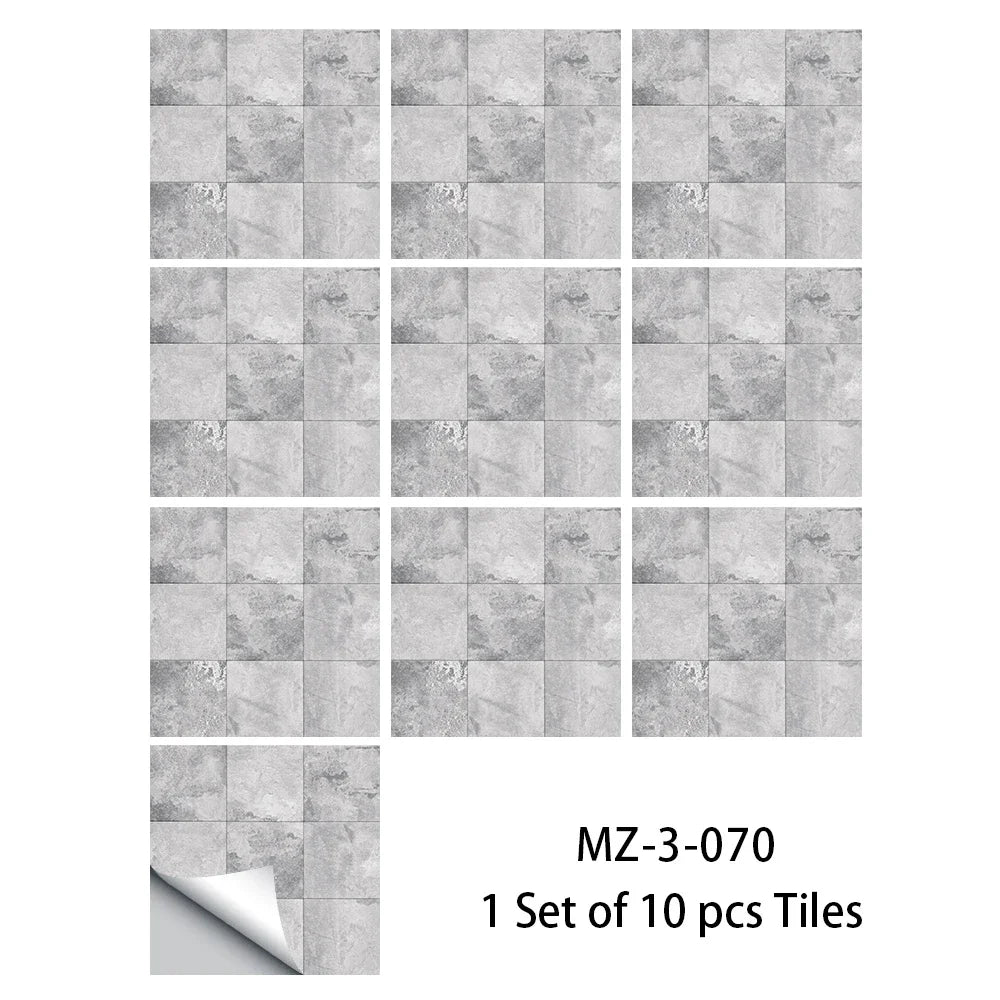 Gray stone-pattern floor sticker tiles set, waterproof non-slip frosted texture.