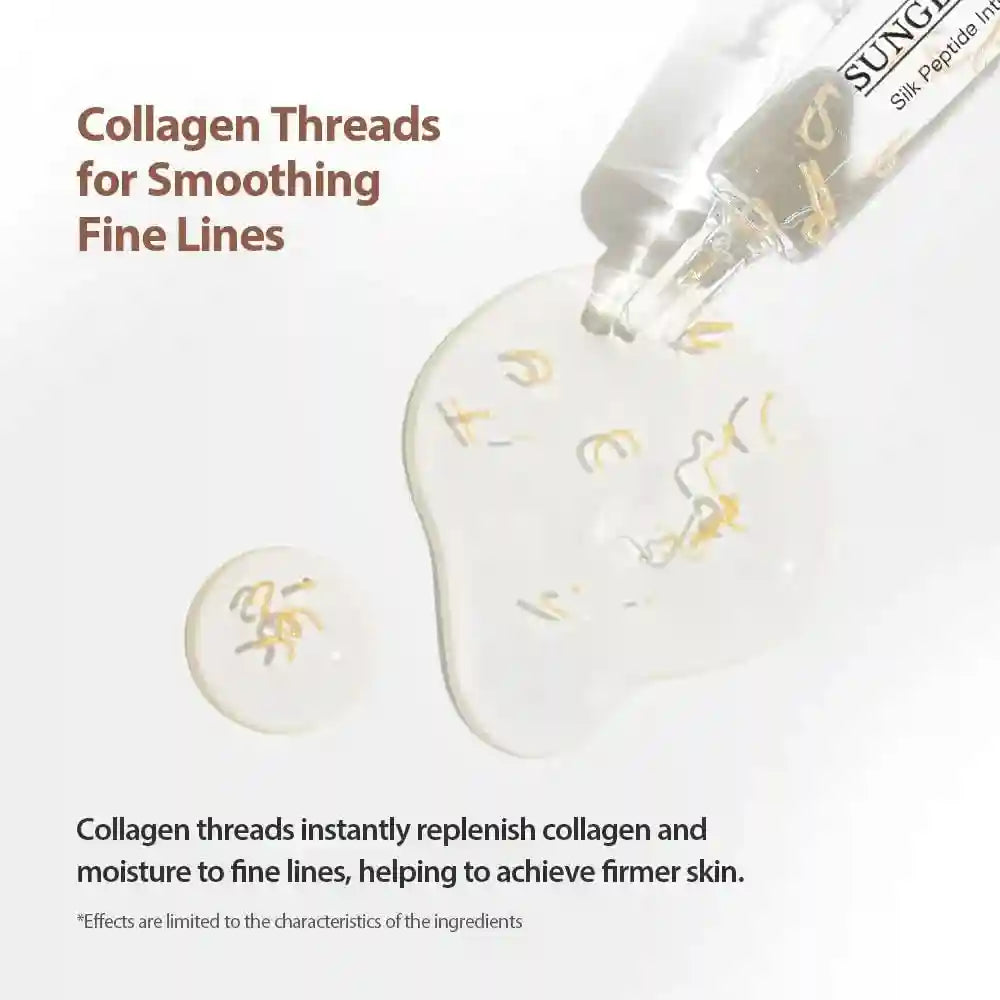 2026 Silk Collagen Polypeptide Amphible Essence for lifting and tightening skin with visible gold collagen threads.