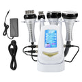 4-in-1 professional RF ultrasonic cavitation beauty machine for facial lifting and body slimming with power accessories.