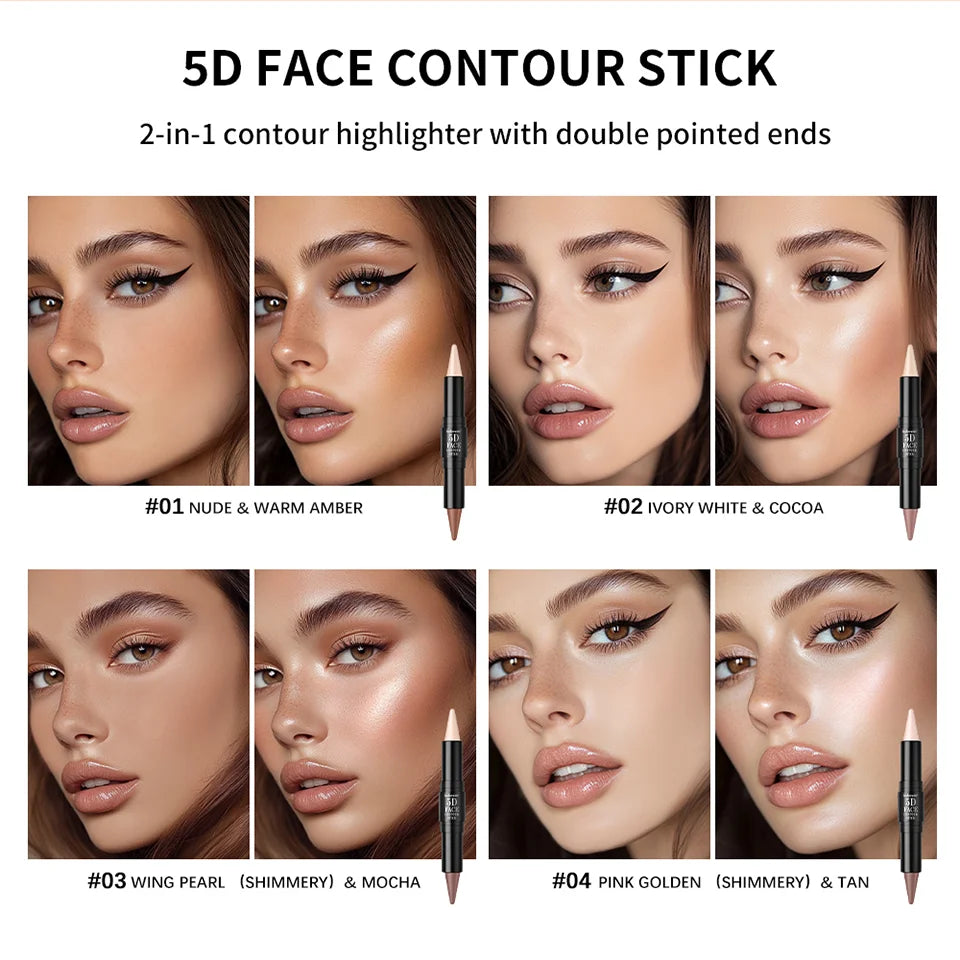Tidesmit double-headed contouring stick and highlighter for V face sculpting and nose bridge definition detail view