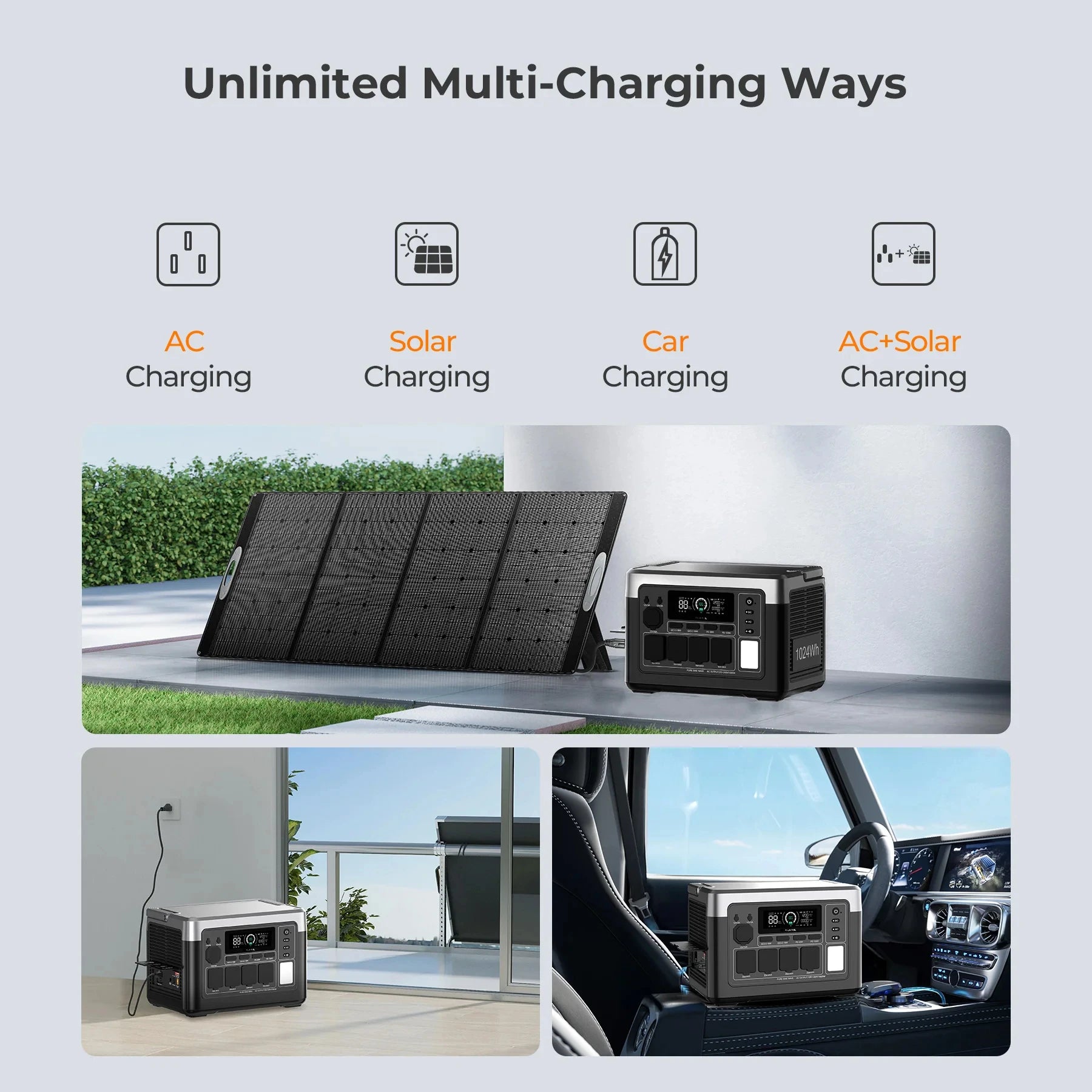 OUKITEL P1000 PLUS Portable Power Station 1800W 1024Wh Solar Generator with LiFePO4 Battery Fast Charging Smart App Control