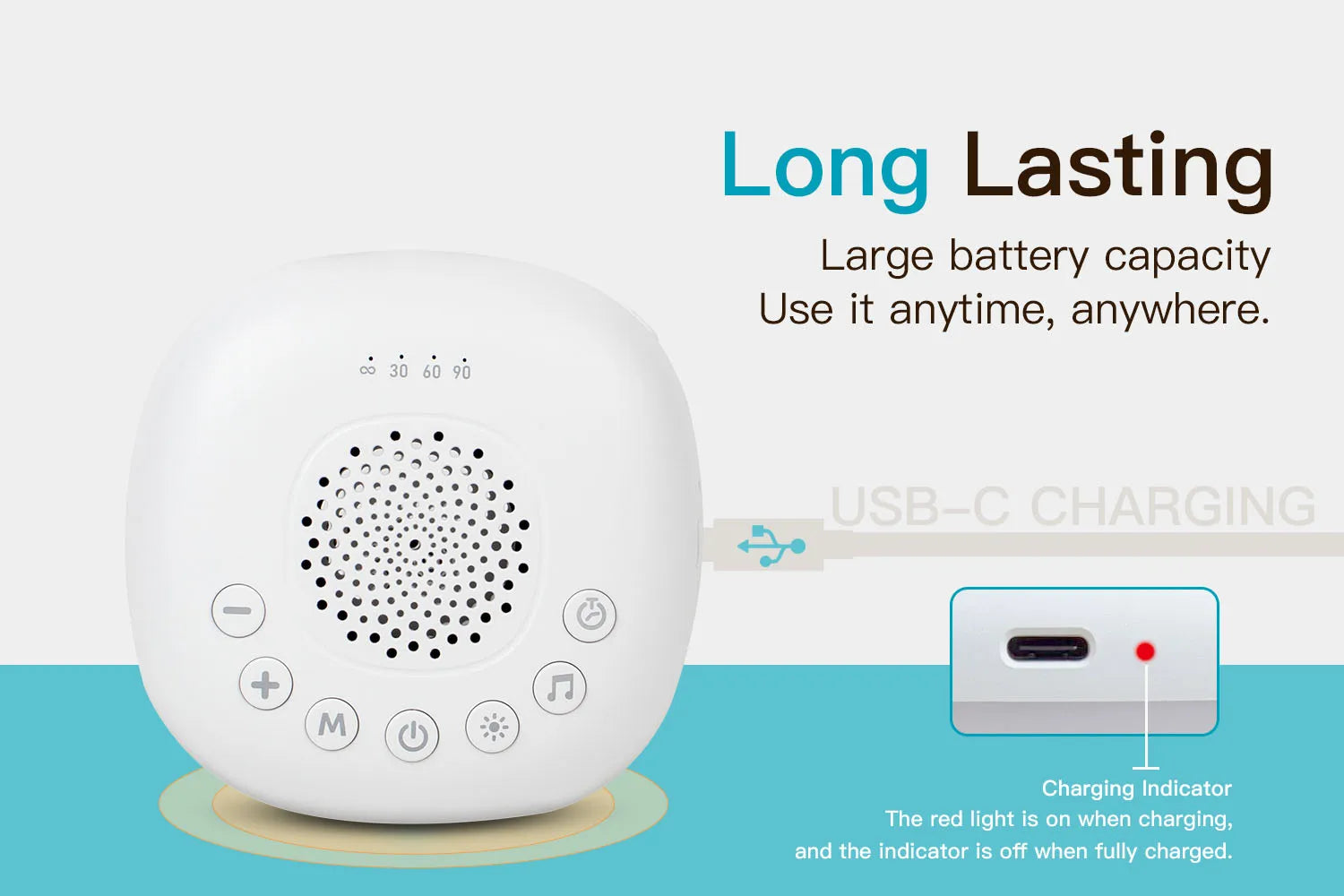 White Noise Sound Machine with 24 Soothing Sounds Sleep Aid for Babies Kids Adults  Rechargeable Night Light Newborn Gifts