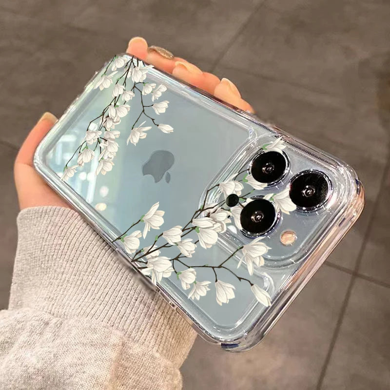 Redmi Note 14 Clear Case | Jasmine Floral Shock-Absorbing Slim Fit Cover Tidesmit