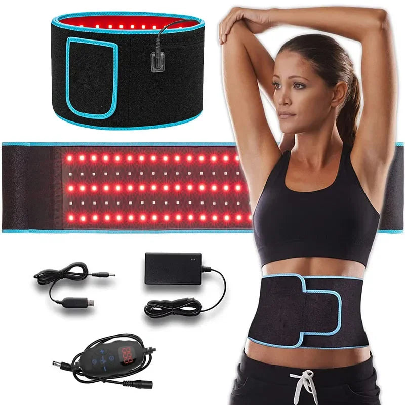 Red ＆Infrared LED Light Therapy Belt 850nm 660nm Back Pain Relief Wrap Burn Fat Belt Slimming Machine Waist Heat Pad Full Body