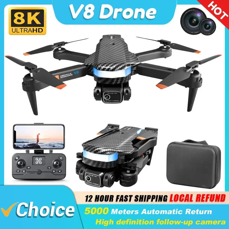 8K Camera Drone with Obstacle Avoidance - Foldable GPS Quadcopter Tidesmit