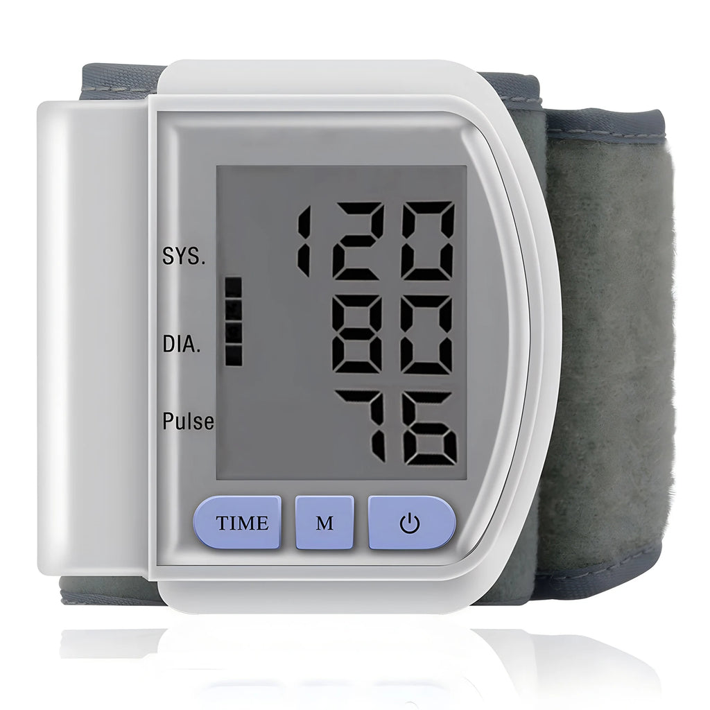 Portable Wrist Blood Pressure Monitor Automatic Digital Sphygmomanometer Detects Heart Rate Pulse BP Monitor