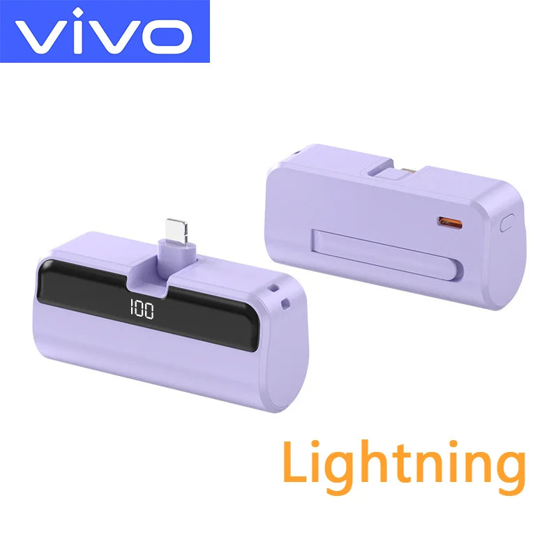 Portable Power Bank 50000mAh | Fast Charging USB-C Travel Battery Purple Lighting Tidesmit
