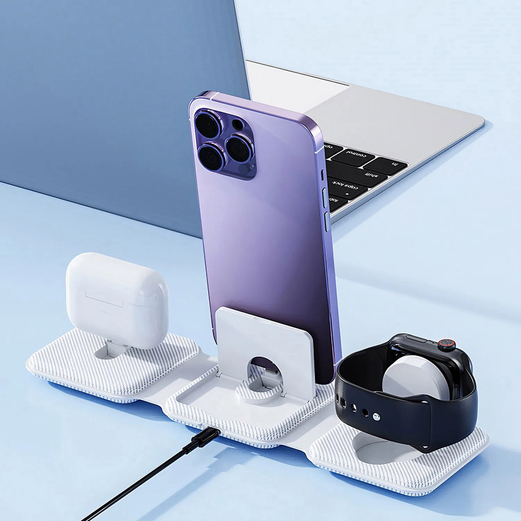 3-in-1 Foldable Wireless Charging Station for iPhone and Apple Watch Tidesmit