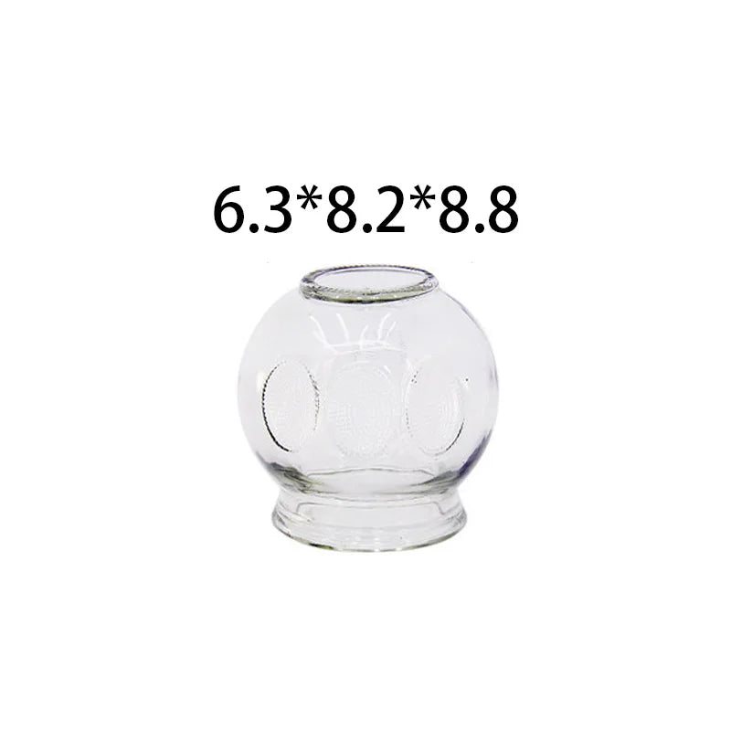 Clear, extra thick glass fire cupping therapy cup with textured side grip for professional or home body massage use.