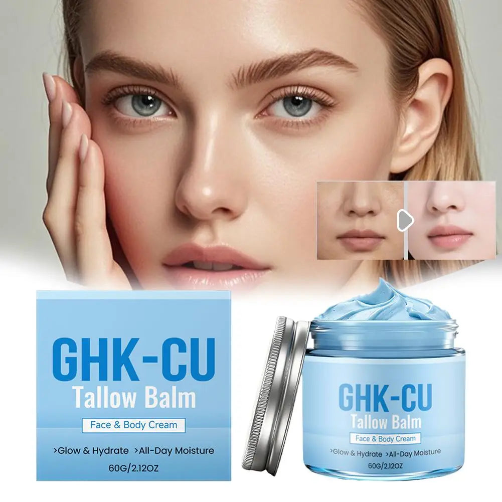 Natural GHK CU Copper Peptide Tallow Balm Blue Cream Deep Hydrating Brightening Moisturizer For Face And Body Dry Sensitive