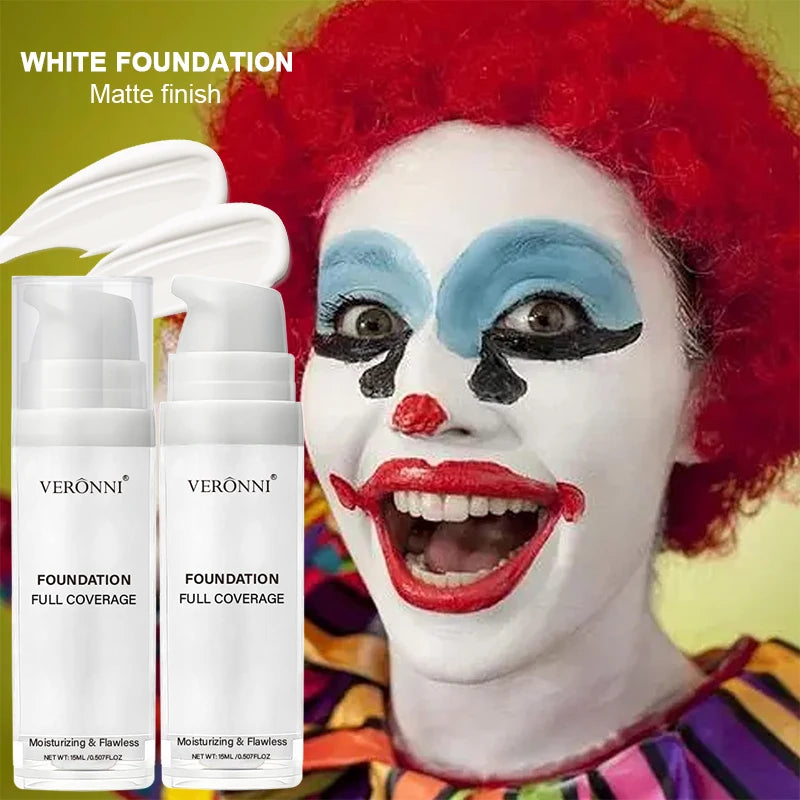 Tidesmit professional white matte face foundation for cosplay and gothic makeup texture close-up